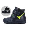 D.D.STEP detské chlapčenské zateplené kožené zimné topánky Royal Blue Neon, *082