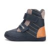 D.D.STEP detské chlapčenské zateplené kožené zimné topánky Royal Blue /orange, *040