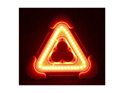 LED výstražný trojúhelník se svítilnou, powerbankou a solárním nabíjením