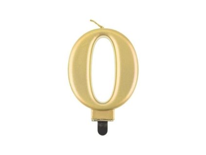0014769 svicka narozeninova cislice 0 metalicka zlata 8 cm 625