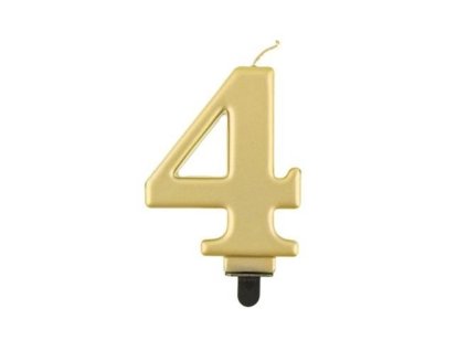 0014773 svicka narozeninova cislice 4 metalicka zlata 8 cm 625