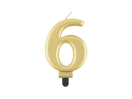 0014775 svicka narozeninova cislice 6 metalicka zlata 8 cm 625