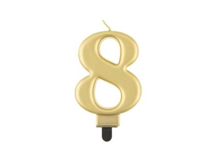 0014777 svicka narozeninova cislice 8 metalicka zlata 8 cm 625