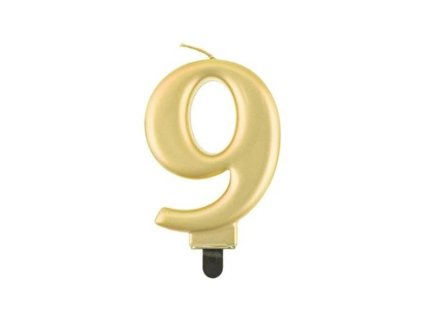 0014778 svicka narozeninova cislice 9 metalicka zlata 8 cm 625