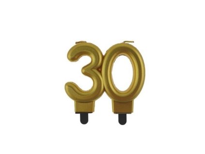 0014791 svicka narozeninova cislice 30 metalicka zlata 8 cm 625