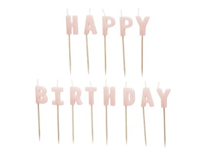0029679 narozeninove svicky happy birthday 25 cm ruzove 625
