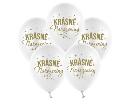 0024757 balonkovy buket krasne narozeniny bily 5 ks