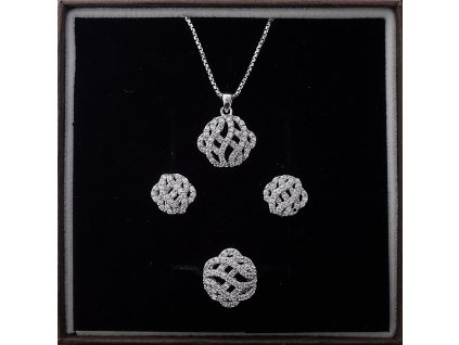 Náušnice, přívěs a prsten se zirkony