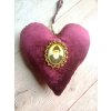 Bordové zamatové srdce na zavesenie.  Sv Gemma, sv Michal. Sv Charbel