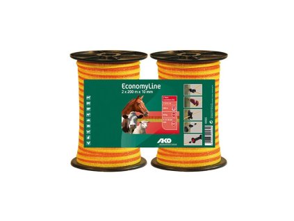 AKO Páska na elektrický ohradník 2x200mx10mm EconomyLine, oranžovo-žltá  44565D