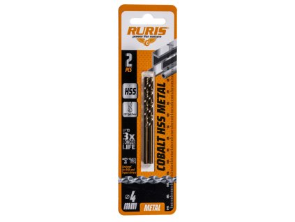 ruris 2x vrtak do zeleza kobalt hss 4mm