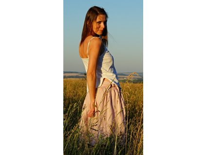 Lněná letní sukně English Rose (Le-Mi)