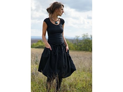 Lněná sukně černá (Le-Mi)