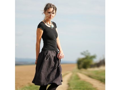 Z jiných časů Antracit lněná sukně XI (Le Mi)