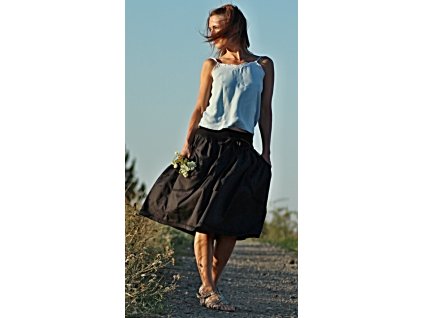 Černá letní sukně s krajkou popelínová (Le-Mi)