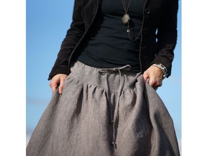 Boho maxi sukně hnědá s proužky III (Le Mi)