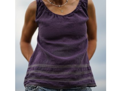 Lněný top fialový s krajkou I (Le Mi)