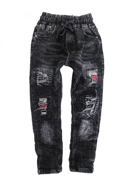 MODERNÍ DŘENÉ rifle kalhoty SKINNY PAS DO GUMY (Barva 0, Velikost 146)