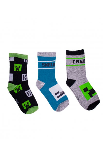 MINECRAFT chlapecké ponožky CREEPER/SKELETON 3V1