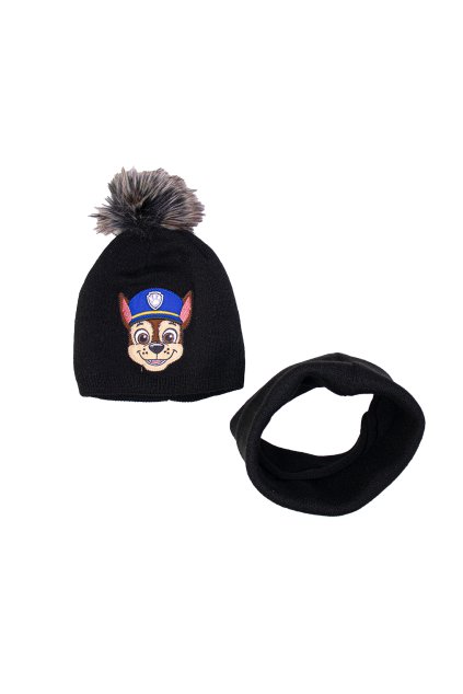 PAW PATROL zimní čepice a nákrčník ČERNÝ