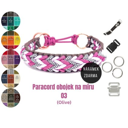 Paracord obojek na míru: Typ pletení 03 - Olive