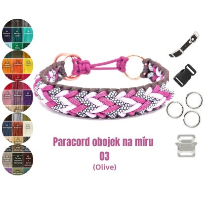 Paracord obojek na míru: Typ pletení 03 - Olive