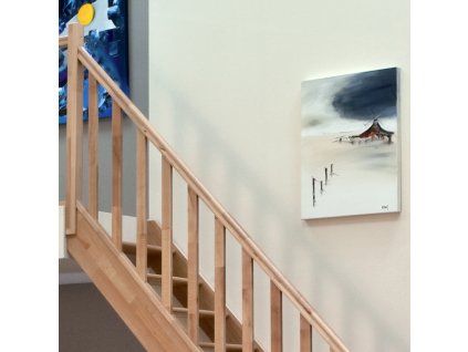 Zábradlí pro bukové mlynářské schody Egibi Stairs Classic, dřevěné na jedné straně buk