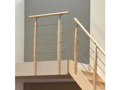 Zábradlí pro smrkové mlynářské schody Egibi Stairs Classic, parapetní dřevěné / nerezová ocel 1 bm, smrk