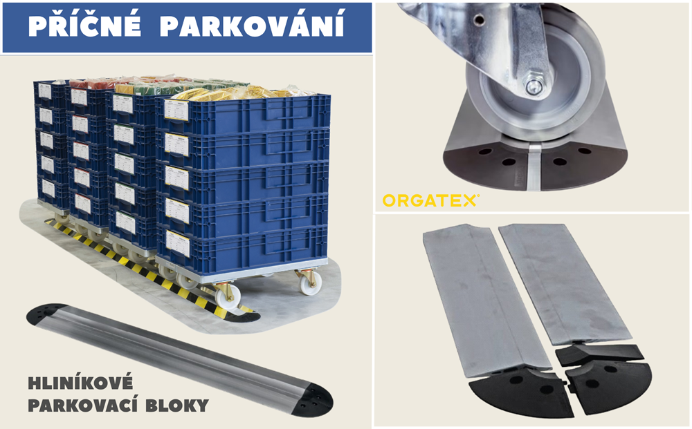 Příčné parkování - hliníkové parkovací bloky