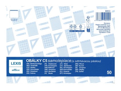 Obálka C5/50ks LEXIS samolepiaca s odtrhávacou páskou