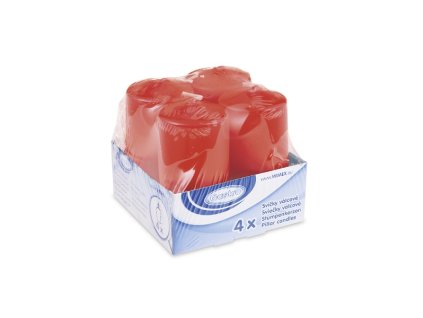 Sviečka valcová/4ks červená 40x80mm