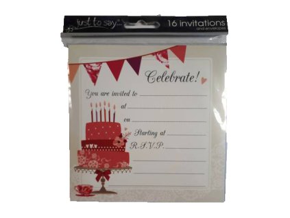 Obálkové pozvánky 16ks 13,7x13,7cm