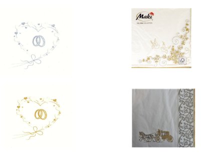 Obrúsky Maki Svadobné 33x33cm / 20 ks