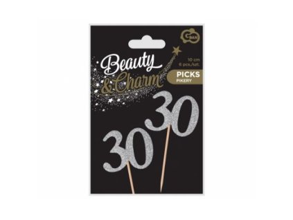 Dekorácia 30 rokov 10cm/6ks strieborná Godan