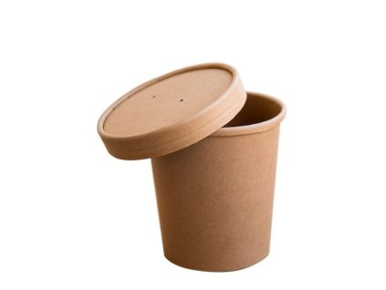 Miska na polievku 450ml papier+viečko hnedá
