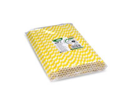 Slamka papierová žltá  JUMBO8mm x 25cm/100 sk