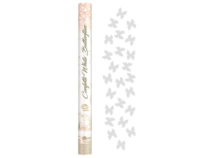 Vystreľovacie konfety 60cm biele motýle