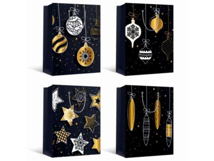 Darčeková taška Vianoce Black Lux M 26x32x