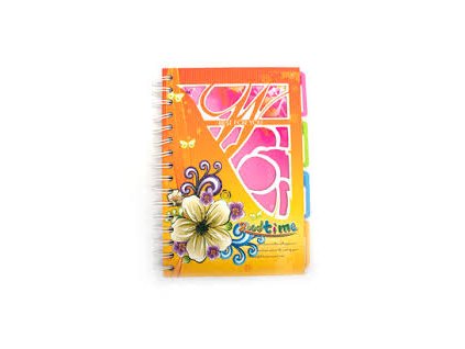 Notes Kvety so špirálou a s rozraďovačom 15x20 cm