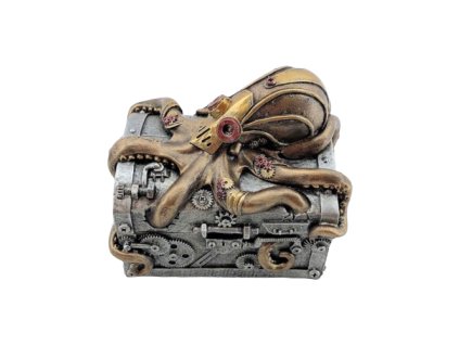 Soška chobotnica truhla steampunk10x8,5cm