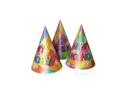 Papierové čiapky/6ks Happy Birthday