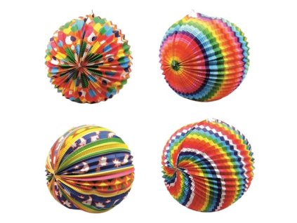 Lampion 23cm guľatý mix 0632