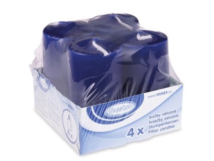 Sviečka valcová/4ks tmavo modrá 40x80mm