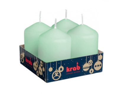 Adventné sviečky valcové lakované zelené  / 40 x 60 mm / 4ks