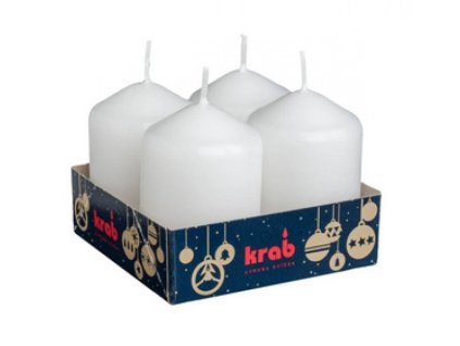 Adventné sviečky valcové lakované biele / 40x60 mm / 4ks