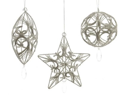 Ozdoby na stromček trblietavé kovové