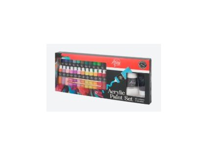 Sada akrylových farieb 32 farieb+2x100ml+2 štetce