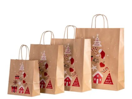 Papierová taška 18 x 8 x 22 cm Kraft Vianočný Strom