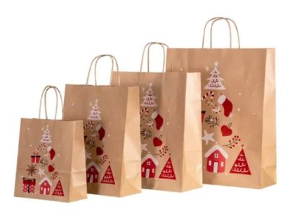 Papierová taška 22 x 10 x 31 cm Kraft Vianočný Strom
