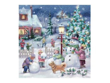 Obrusky Maki Vianoce 33x33cm 3vrst./20ks Snowy  Winter in Village 019101